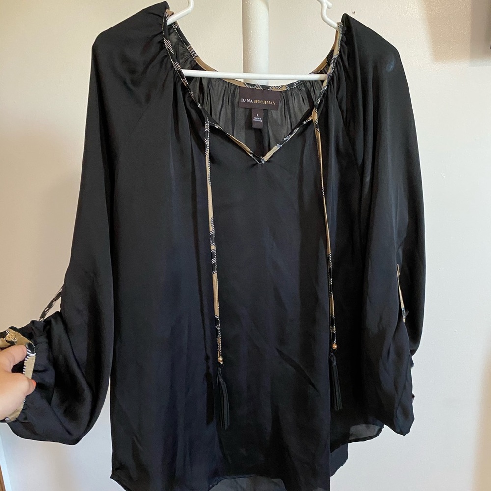sheer black longsleeve blouse